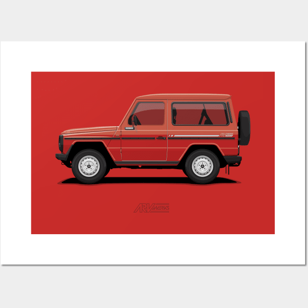 Mercedes 240 GD SWB (W460) Red Wall Art by ARVwerks